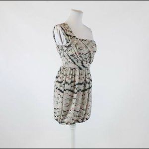 BCBGENERATION Light Gray & Pink One Shoulder dress